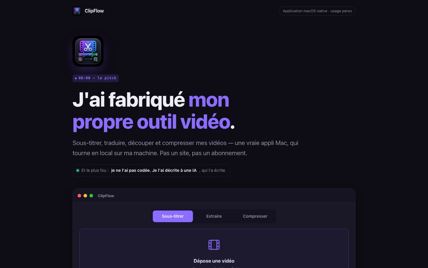 ClipFlow, application Mac de sous-titrage