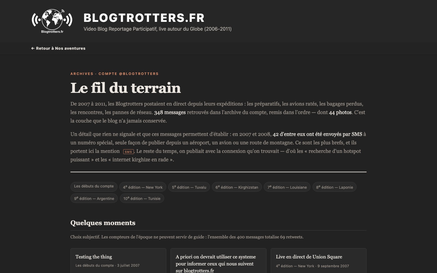 Blogtrotters, le fil du terrain